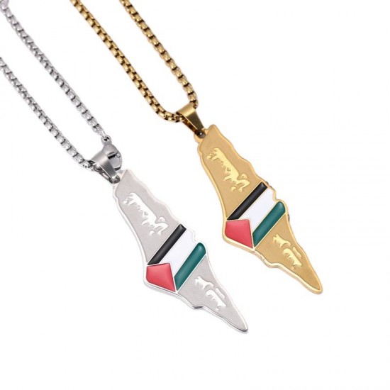 High Quality Palestine Map Flag Necklace Woman Stainless Steel Palestine Necklace For Women High Quality Palestine Map Flag Necklace Woman Stainless Steel Palestine Necklace For Women